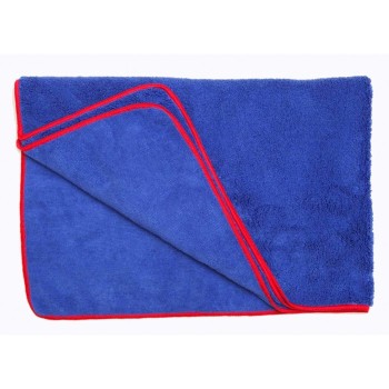 Toalha Secagem Azul Microfibra com Borda Vermelha 60x90CM |