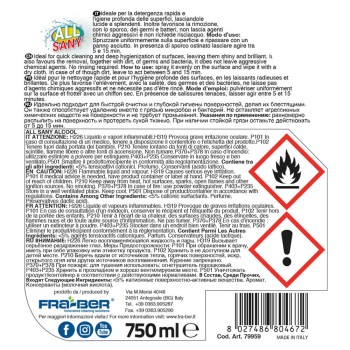 All Sany Alcohol 750 ml - Higienizante** para Superfícies sem Enxaguamento