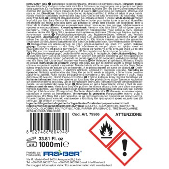 Idra Sany Gel 1 L - Detergente em Gel e Higienizante* de Mãos